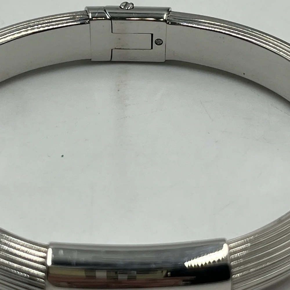 Michael Kors MK6190040‎ Solid Stainless Steel Ribbed Logo Plaque Bracelet